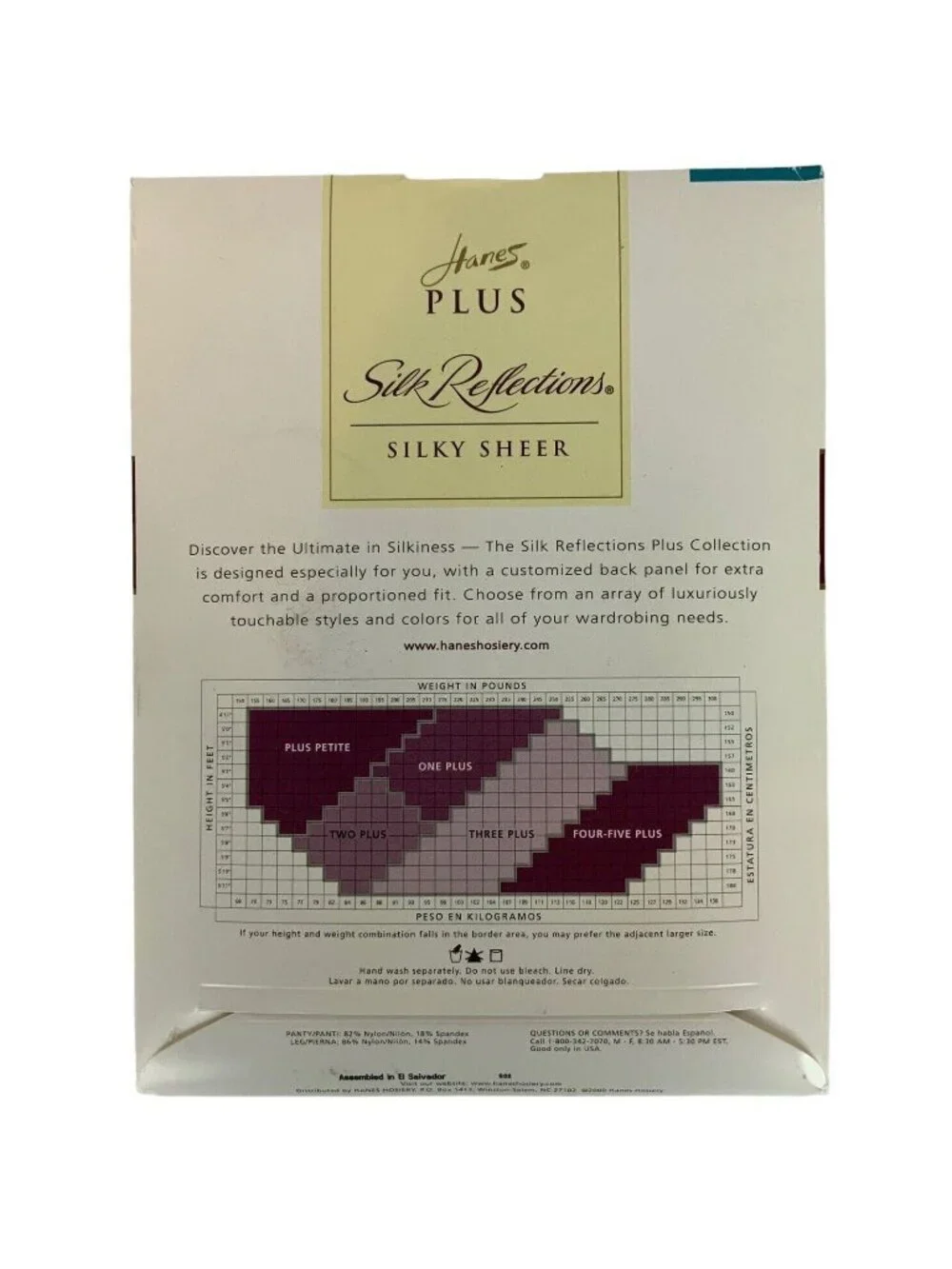 Hanes Silk Reflections Plus Size Pantyhose 3X Pearl Control Top Enhanced Toe